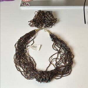 Vintage Multicolor Beaded Necklace with earrings set